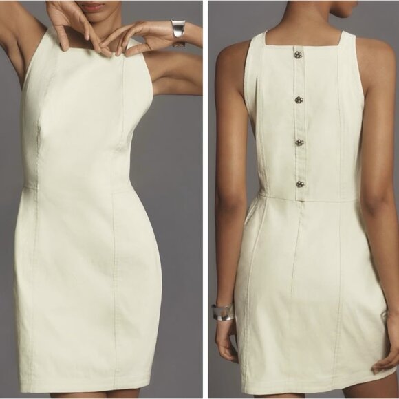 Anthropologie Dresses & Skirts - Maeve Anthropologie Mini Dress Size Large Sleeveless Volume Hip Green Stretch